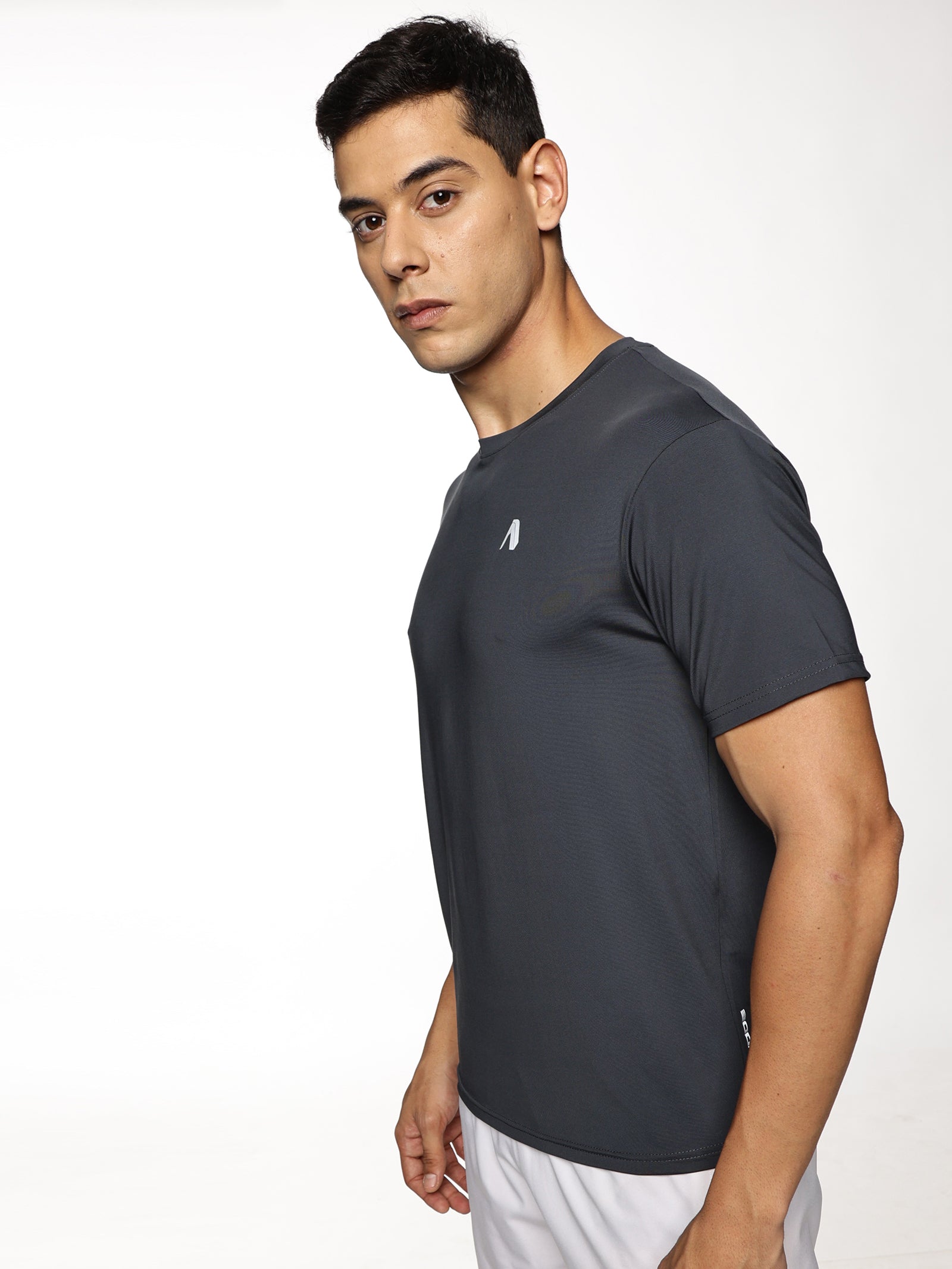 Workout Clothes Athletic V Neck T Shirts Men's Grey Gym T-Shirt