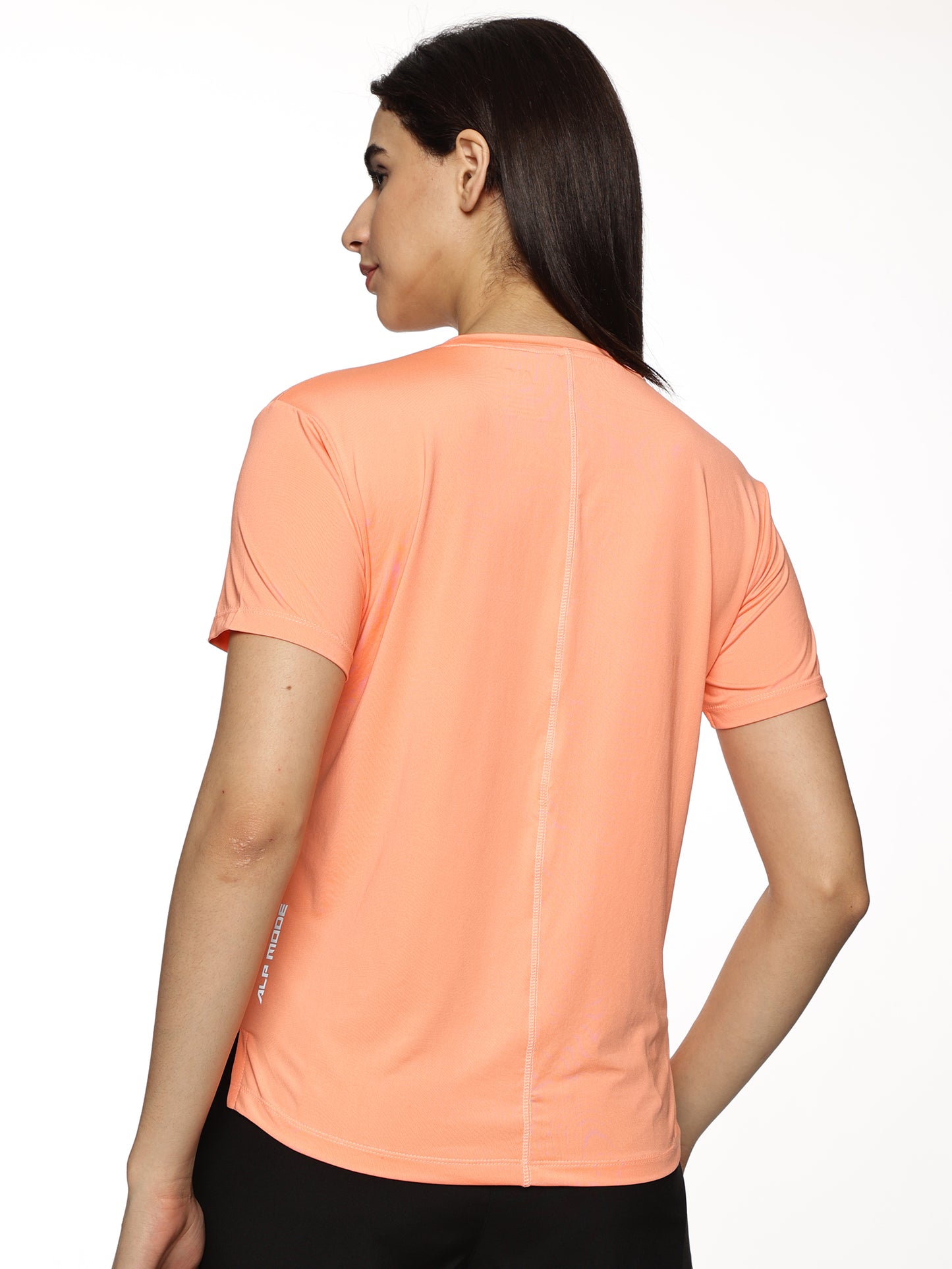 ALP Mode Salmon Pink Performance T-Shirt back view – Women’s Athleisure Wear