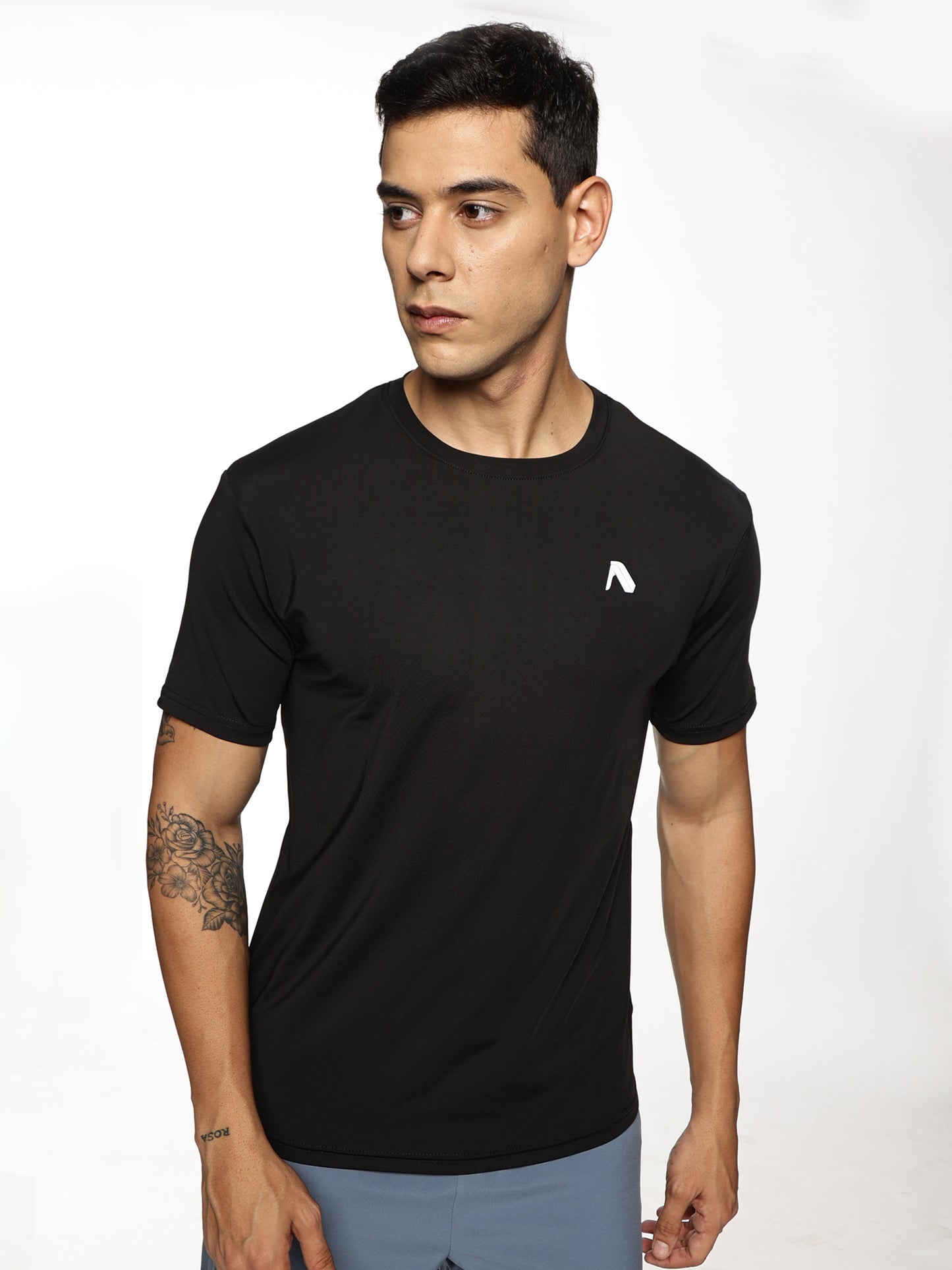 ALP Mode Black Gym T-Shirt front view – Men’s Athleisure Wear