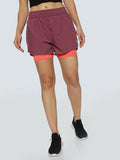 ALP Mode Pink Shorts with Tights front view – Women’s Athleisure Wear
