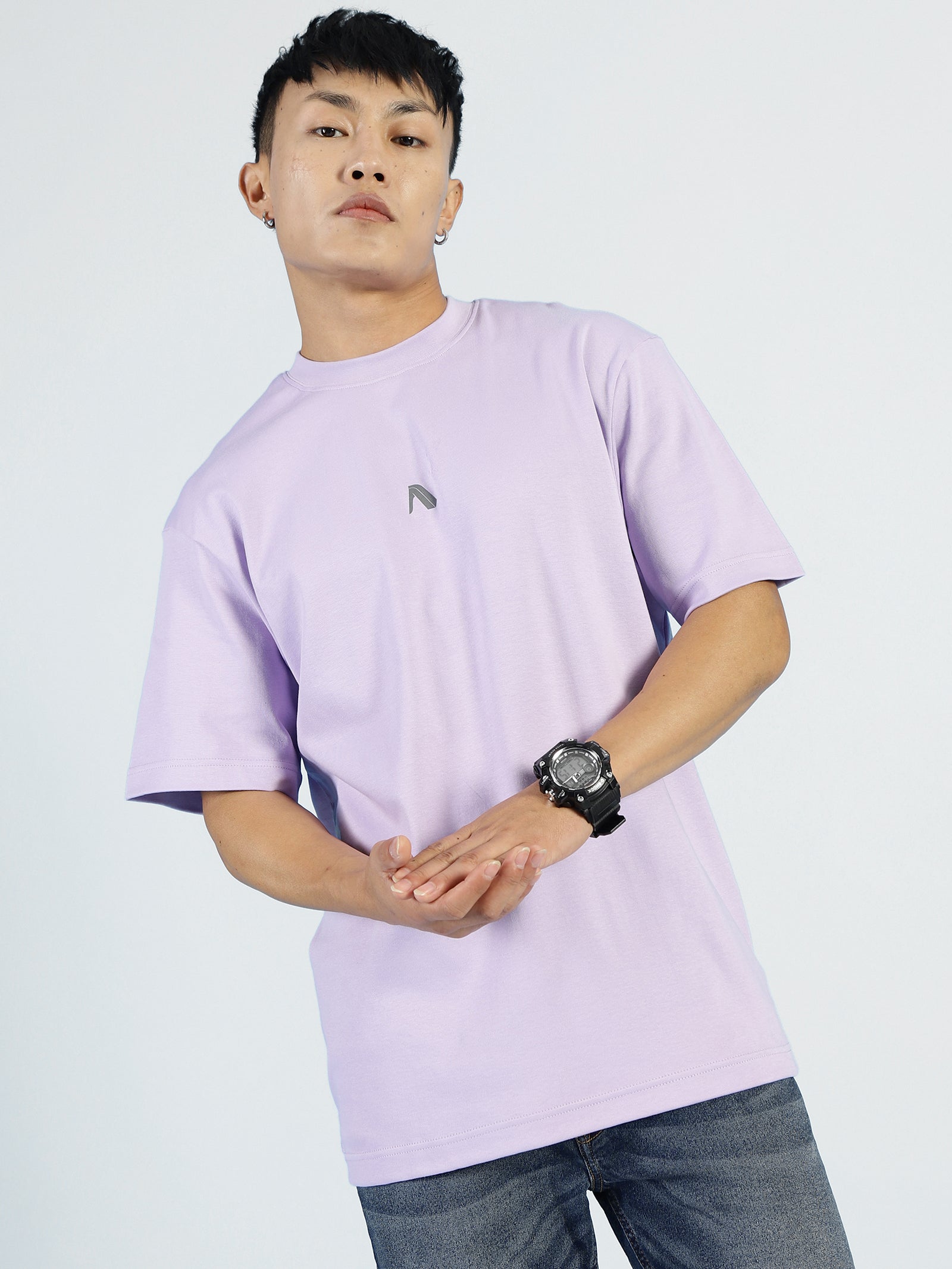 ALP Mode Men’s Lavender Oversized Supmia Cotton T-Shirt – Solid Baggy Fit Streetwear Tee
