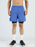 ALP Mode Blue Shorts with Tights front view – Men’s Athleisure Wear


