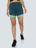 ALP Mode Green Shorts with Tights front view – Women’s Athleisure Wear
